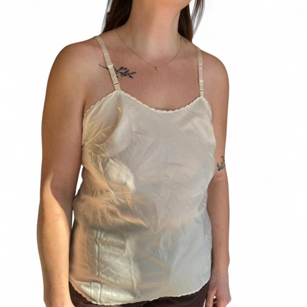 Vintage satin undergarment cami adjustable straps large